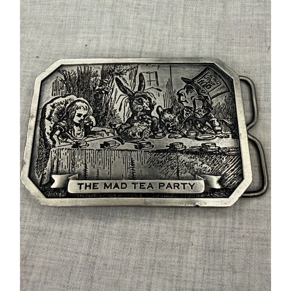 Alice In Wonderland The Mad Tea Party Belt Buckle Bergamot Brass Works 1974